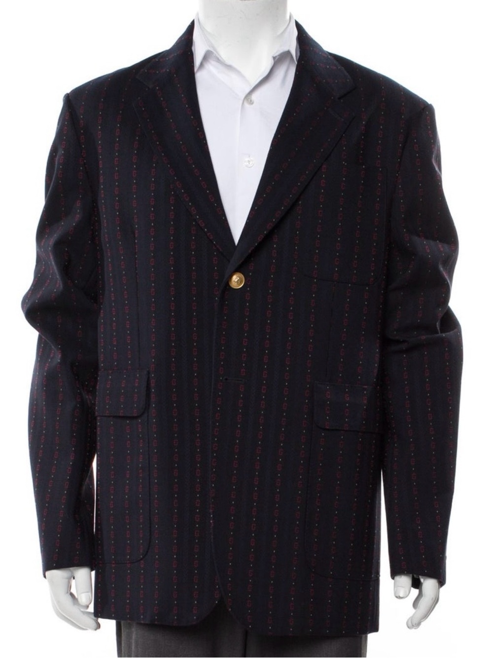 Gucci Blazer G Micro Dot Gold Buttons Alessandro Michele Wool IT 54 US 44